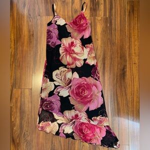 Y2K Byer California Floral Slip Dress with Asymmetrical Hem